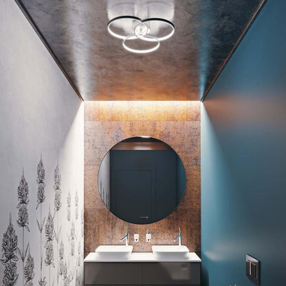 Orion LED Semi Flush Mount Ceiling Light in bathroom.