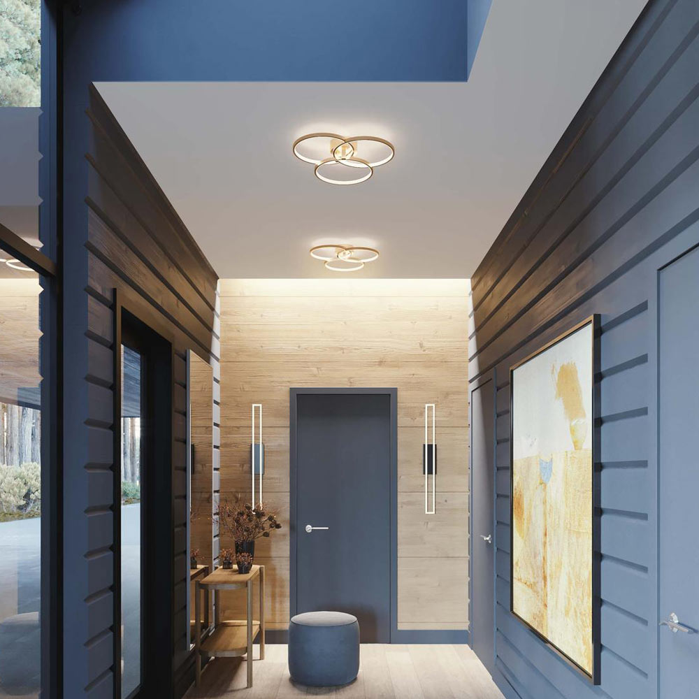 Orion LED Semi Flush Mount Ceiling Light in hallway.