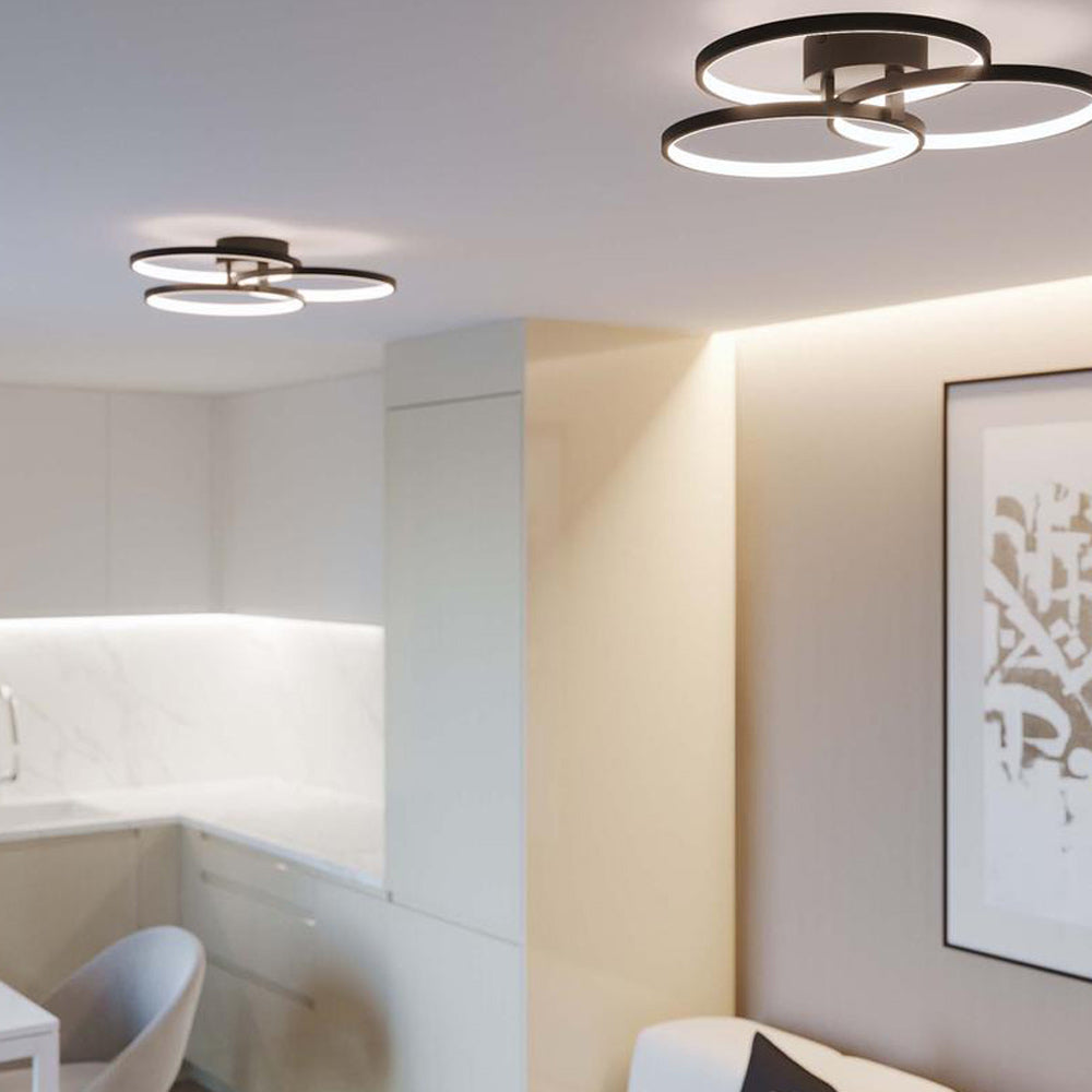 Orion LED Semi Flush Mount Ceiling Light in living room.