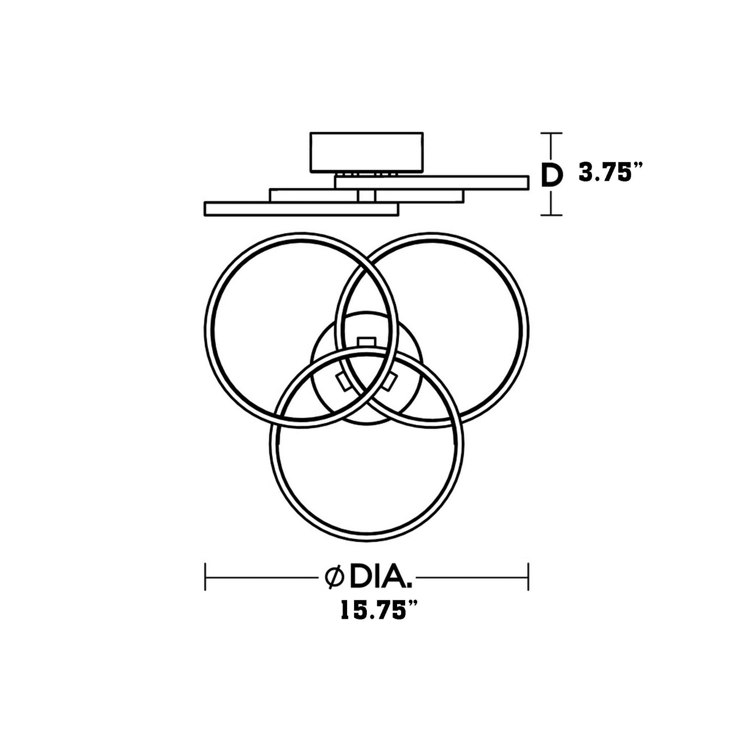 Orion LED Semi Flush Mount Ceiling Light - line drawing.
