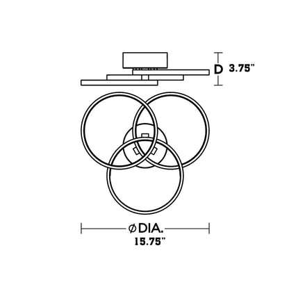 Orion LED Semi Flush Mount Ceiling Light - line drawing.