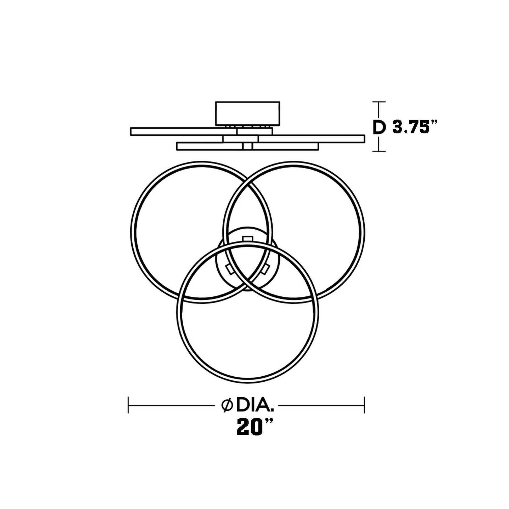 Orion LED Semi Flush Mount Ceiling Light - line drawing.