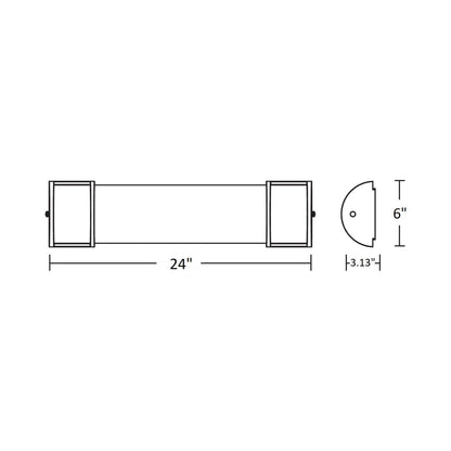 Pacific LED Bath Vanity Light - line drawing.