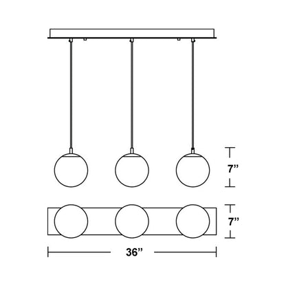 Palla Linear Pendant Light - line drawing.