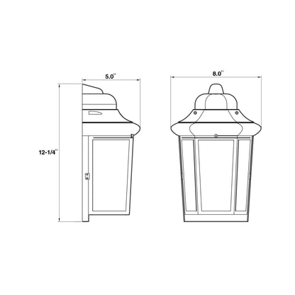 Patriot Outdoor LED Wall Light - line drawing.