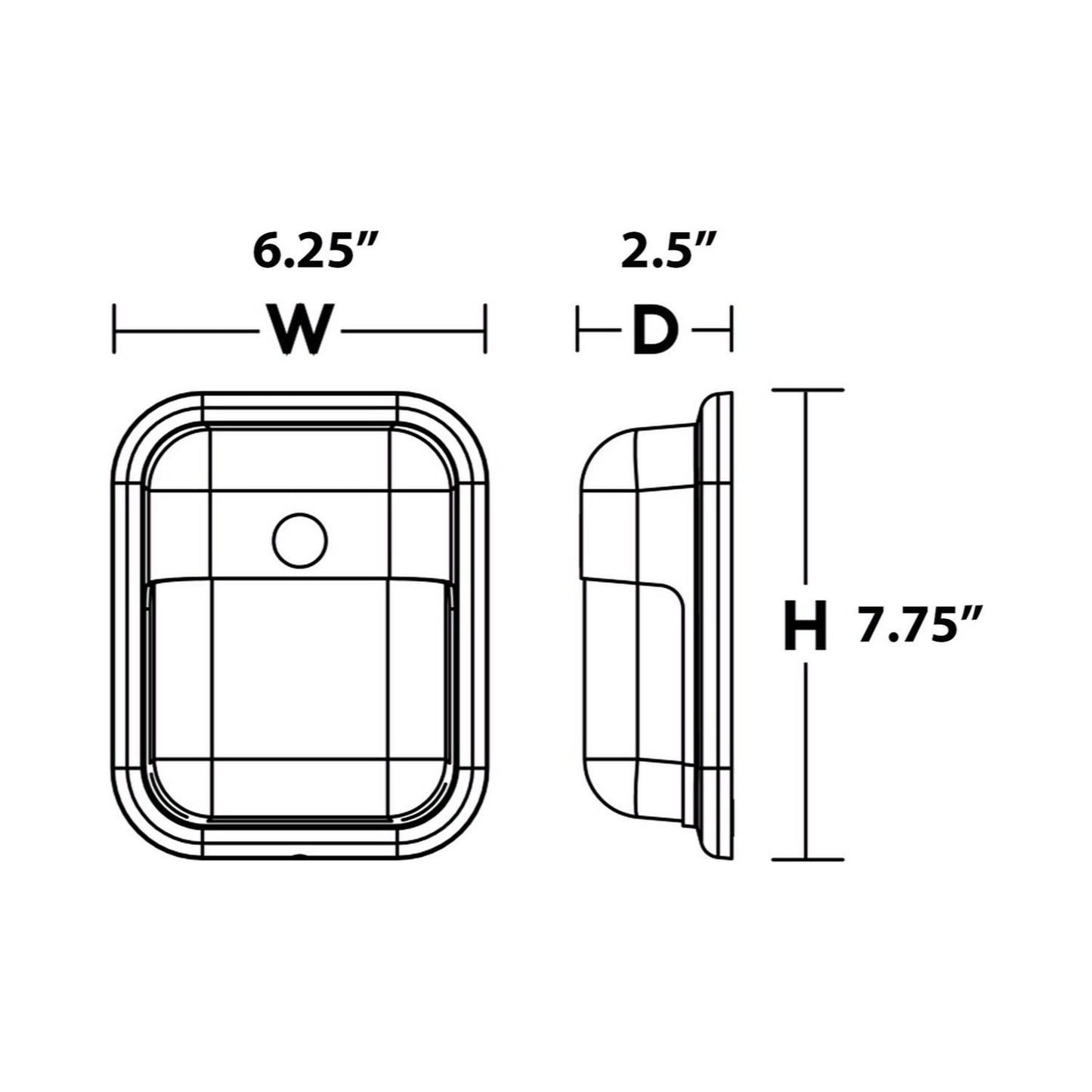 Patton Outdoor LED Wall Light - line drawing.