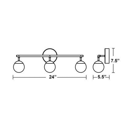 Pearl LED Bath Vanity Light - line drawing.