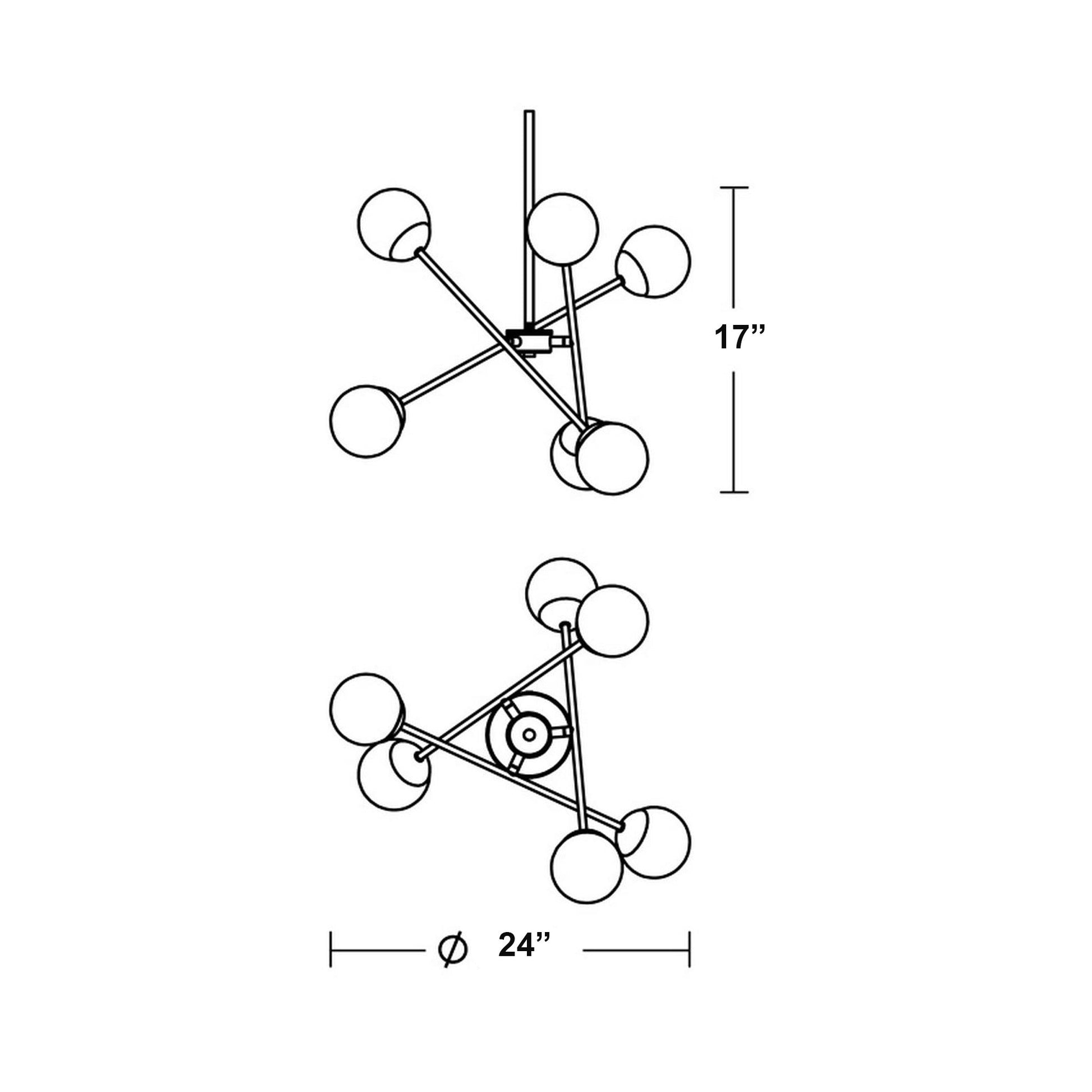 Pearl LED Pendant Light - line drawing.