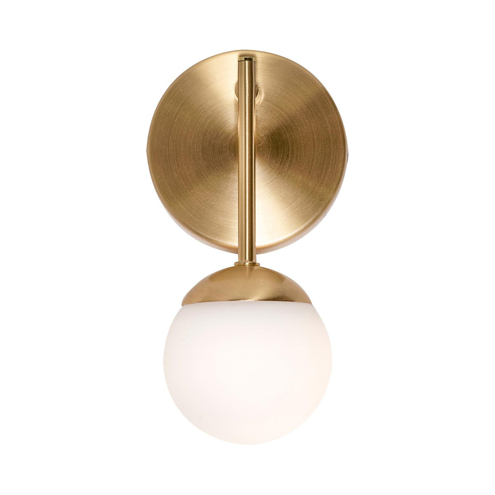 Pearl LED Single Wall Light in Satin Brass.