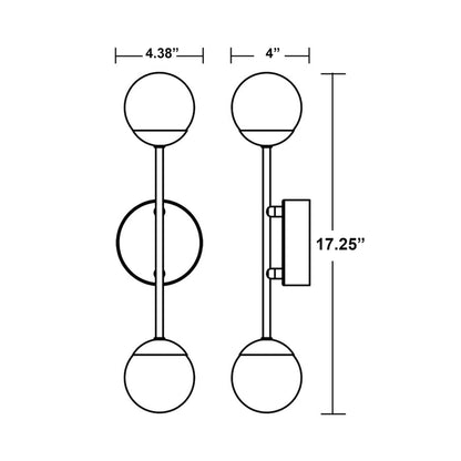 Pearl LED Wall Light - line drawing.