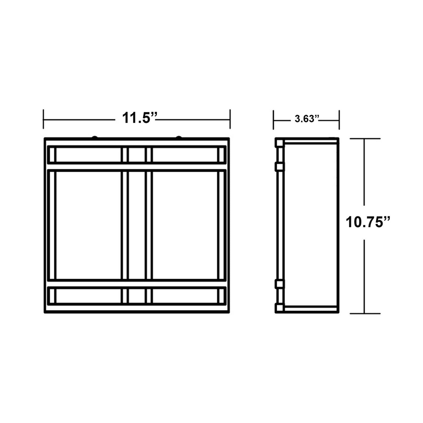 Radio LED Wall Light - line drawing.