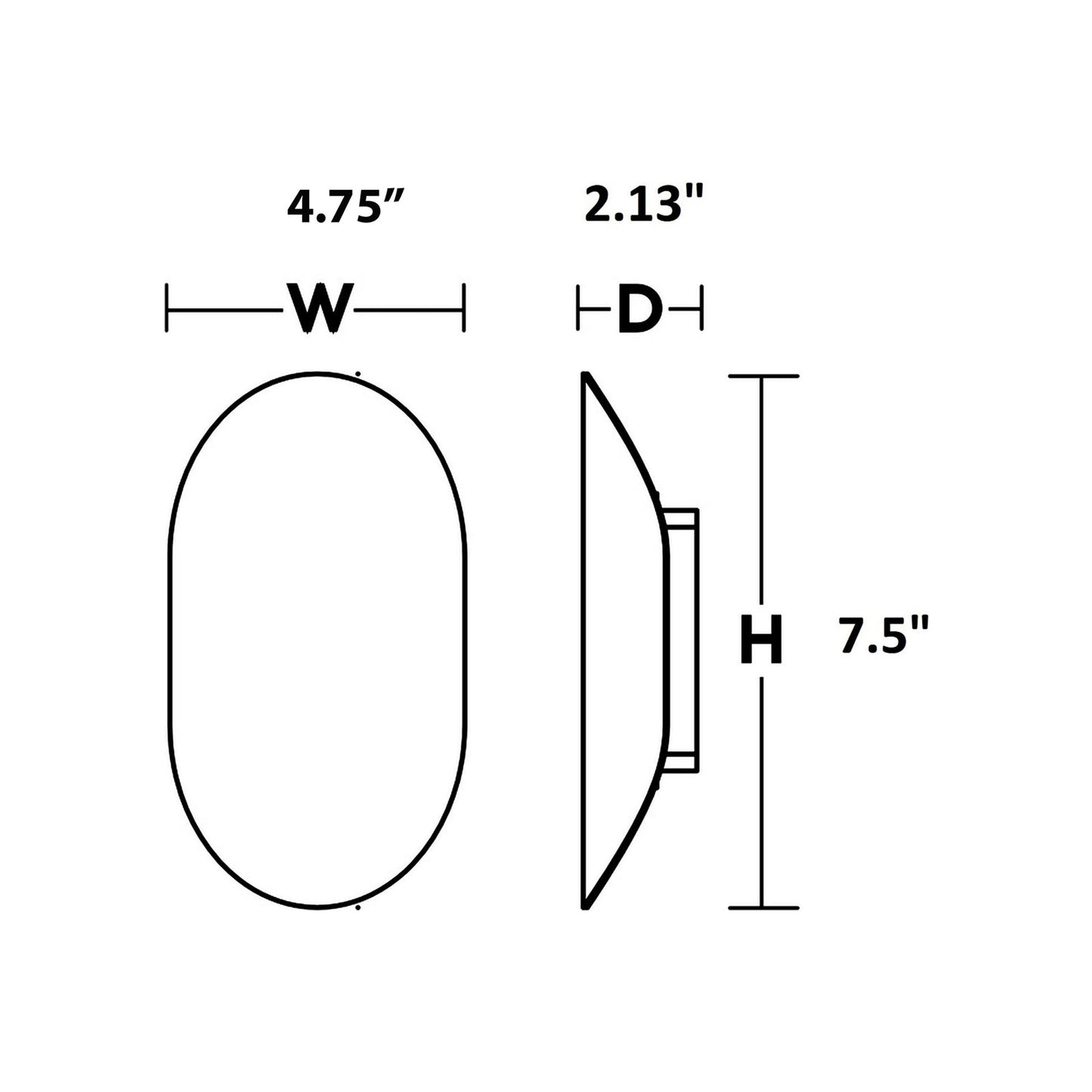 Remy Outdoor LED Wall Light - line drawing.
