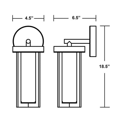 Rivers Outdoor LED Wall Light - line drawing.