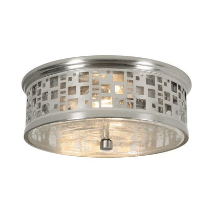 Roscoe Flush Mount Ceiling Light in Satin Nickel.
