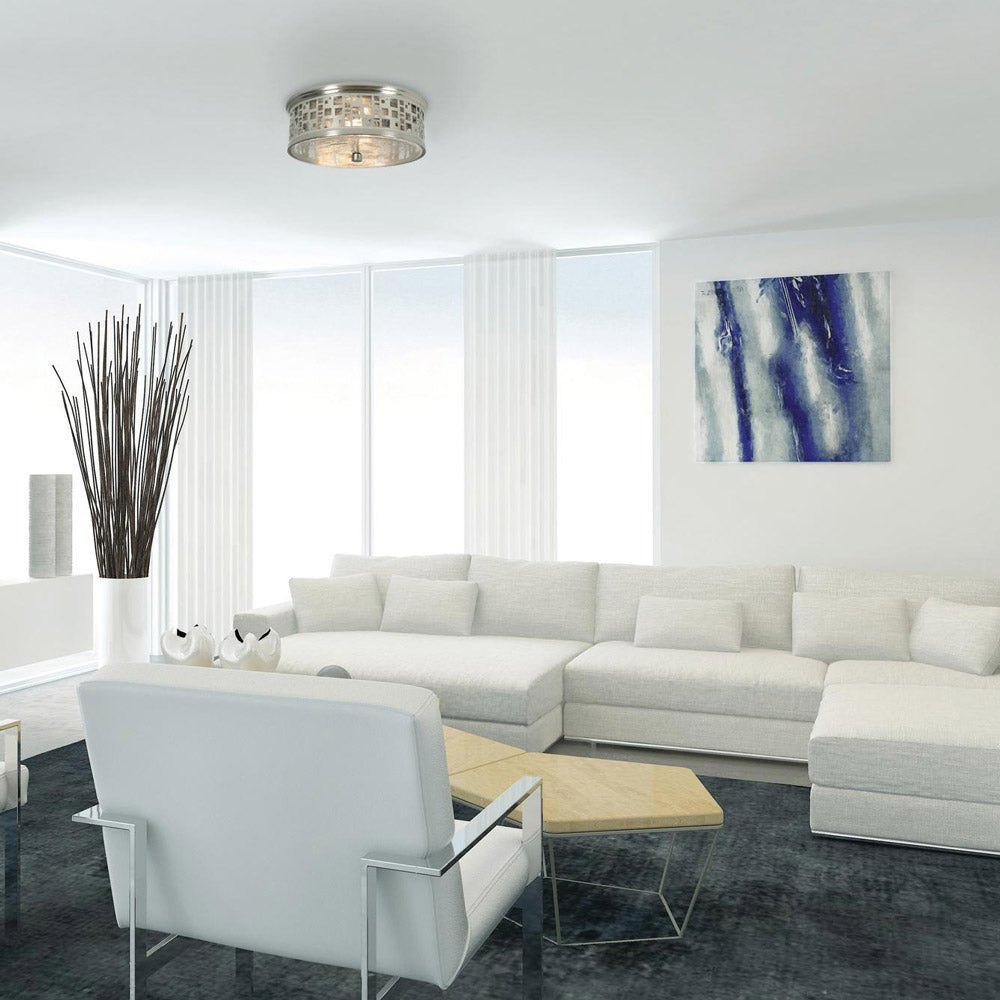 Roscoe Flush Mount Ceiling Light in living room.