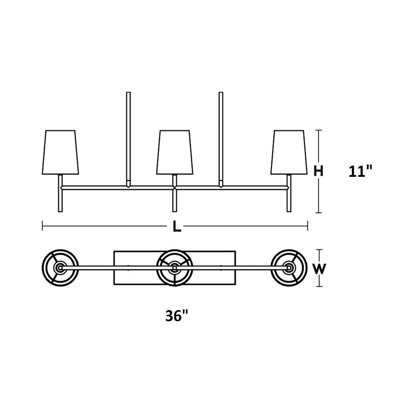Rose Linear Pendant Light - line drawing.