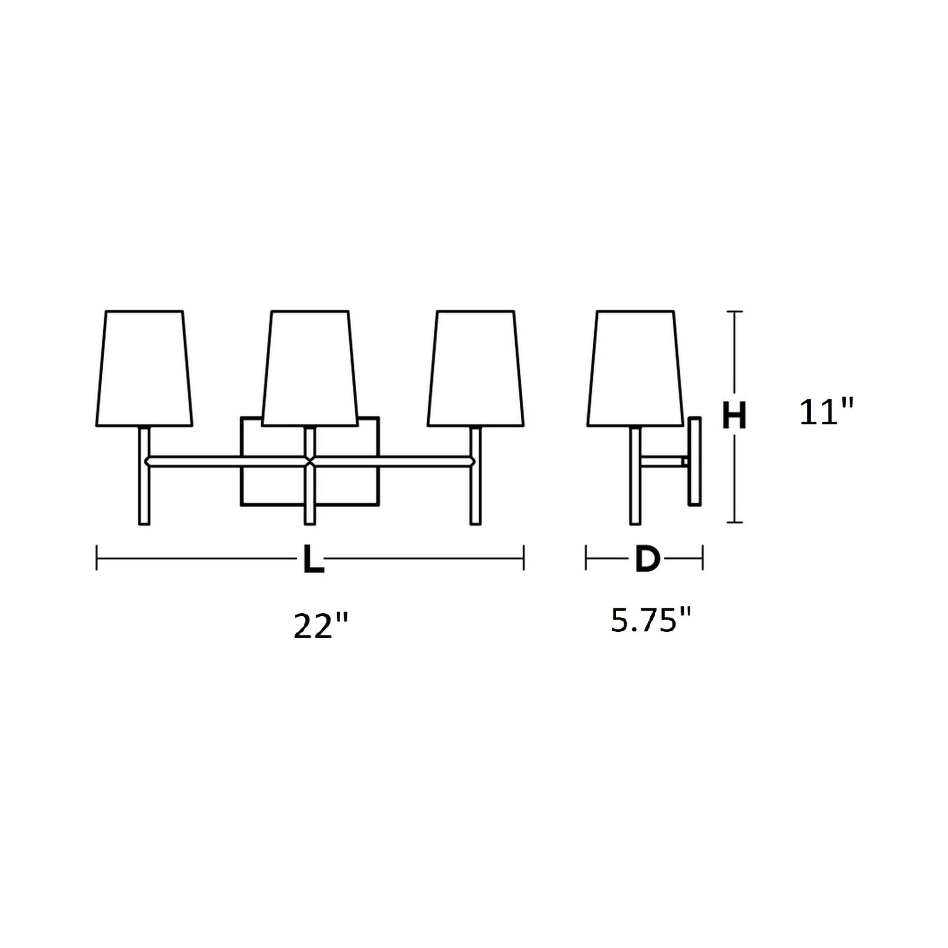 Rose Vanity Wall Light - line drawing.