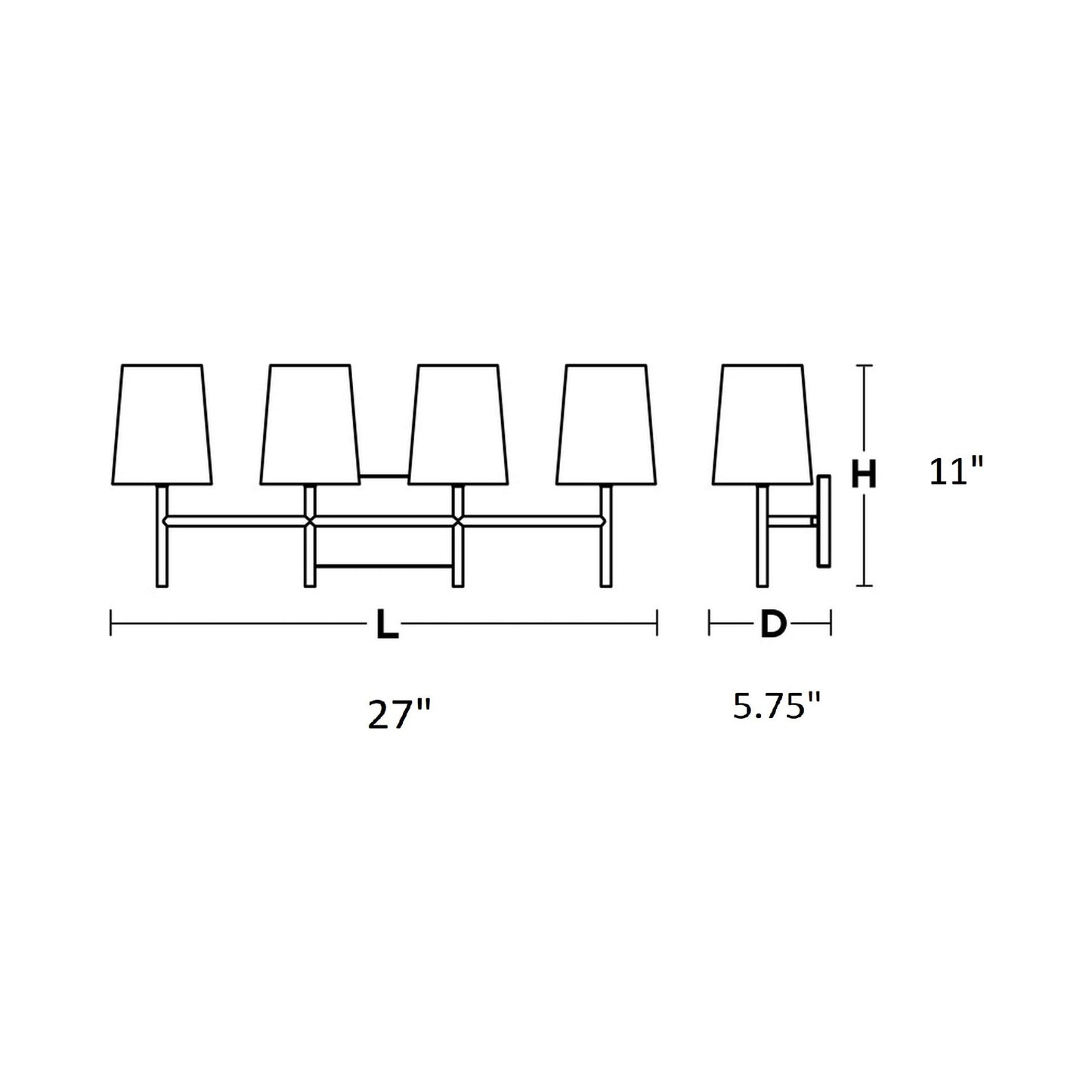 Rose Vanity Wall Light - line drawing.
