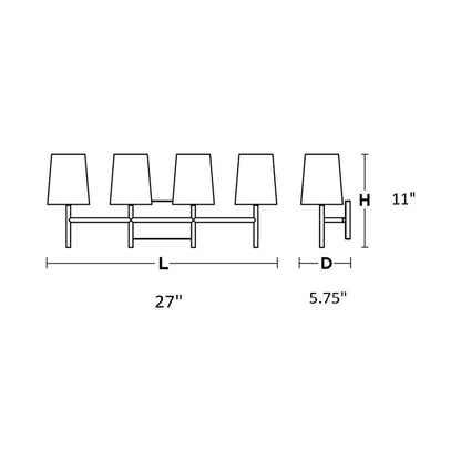Rose Vanity Wall Light - line drawing.