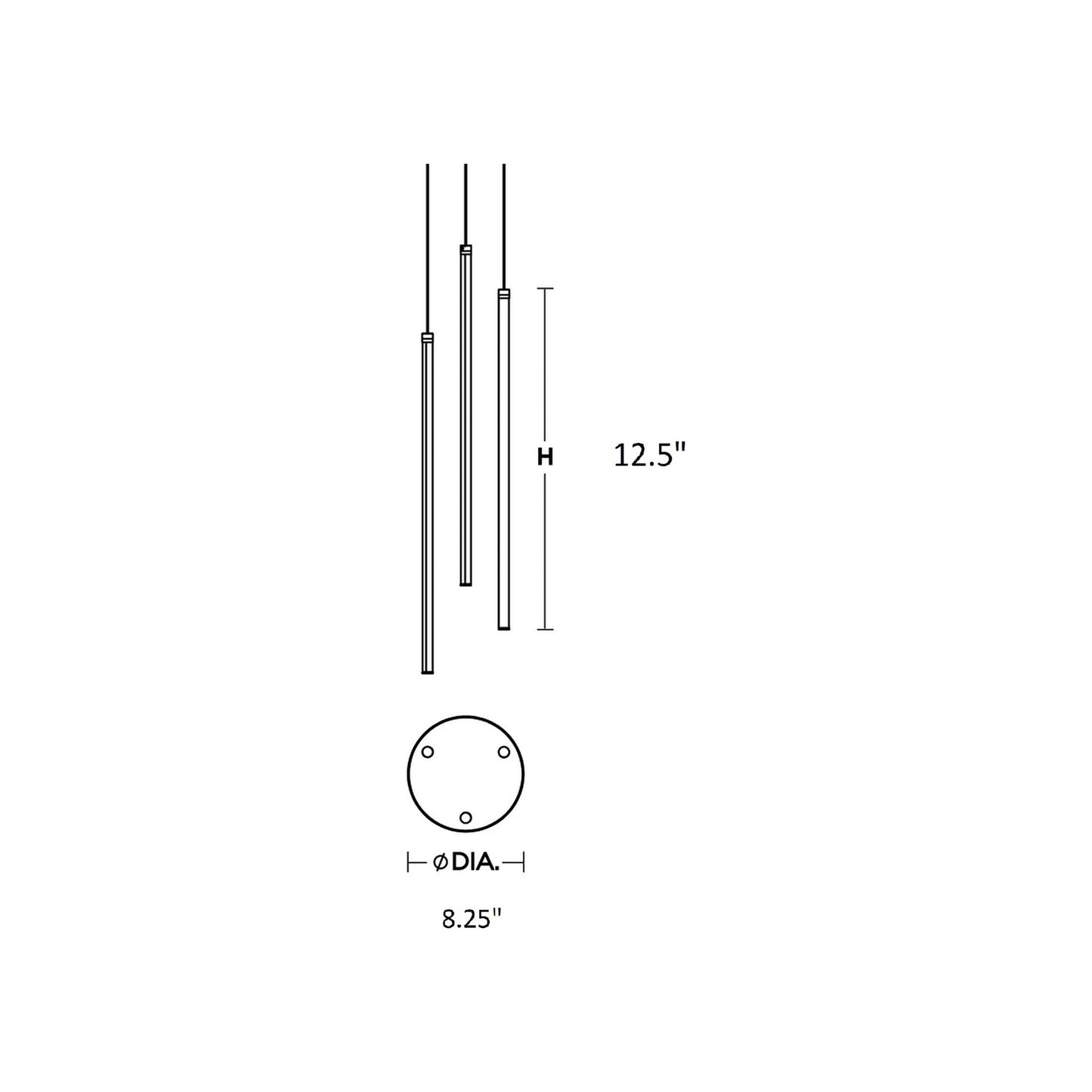 Rosemont LED Pendant Light - line drawing.