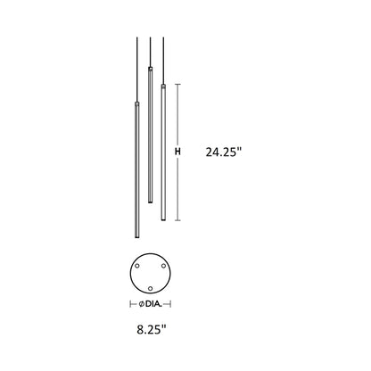 Rosemont LED Pendant Light - line drawing.