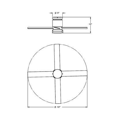 Ross LED Ceiling Fan - line drawing.