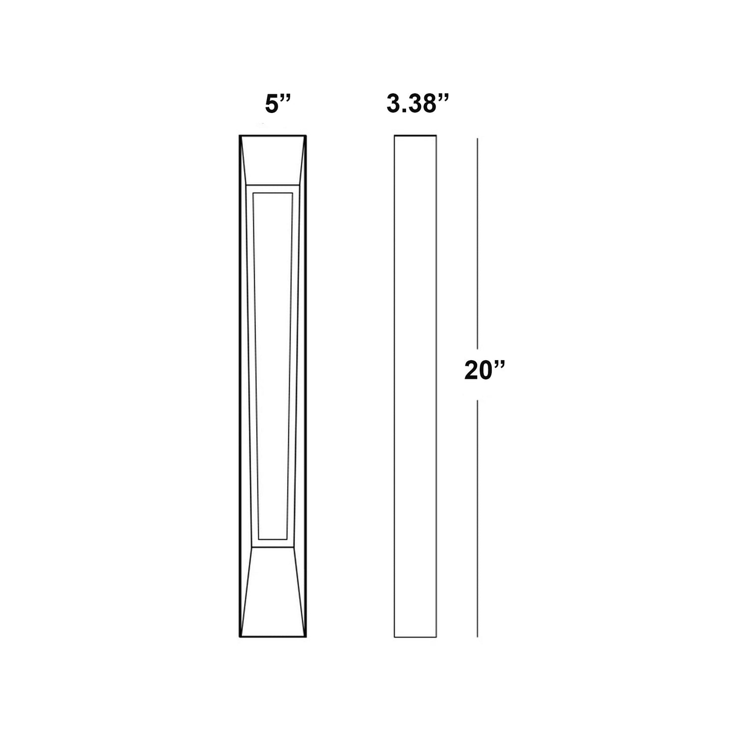 Rowan Outdoor LED Wall Light - line drawing.