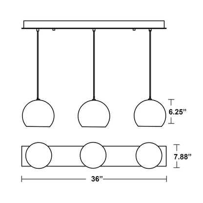 Roxy Linear Pendant Light - line drawing.