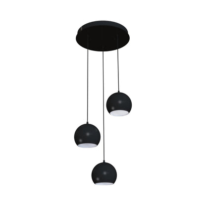 Roxy Round Pendant Light in Black (3-Light).