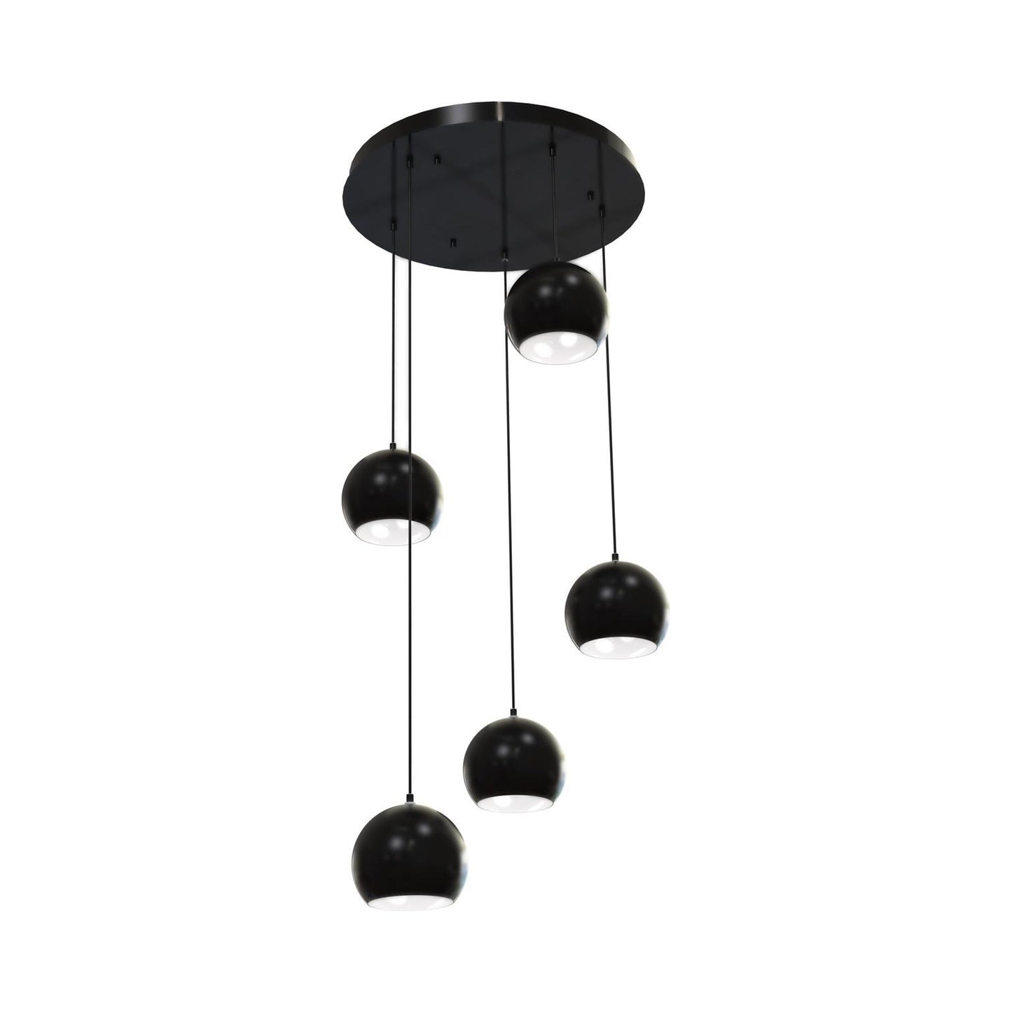 Roxy Round Pendant Light in Black (5-Light).