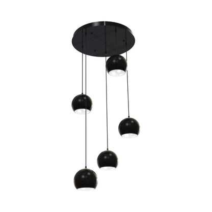 Roxy Round Pendant Light in Black (5-Light).