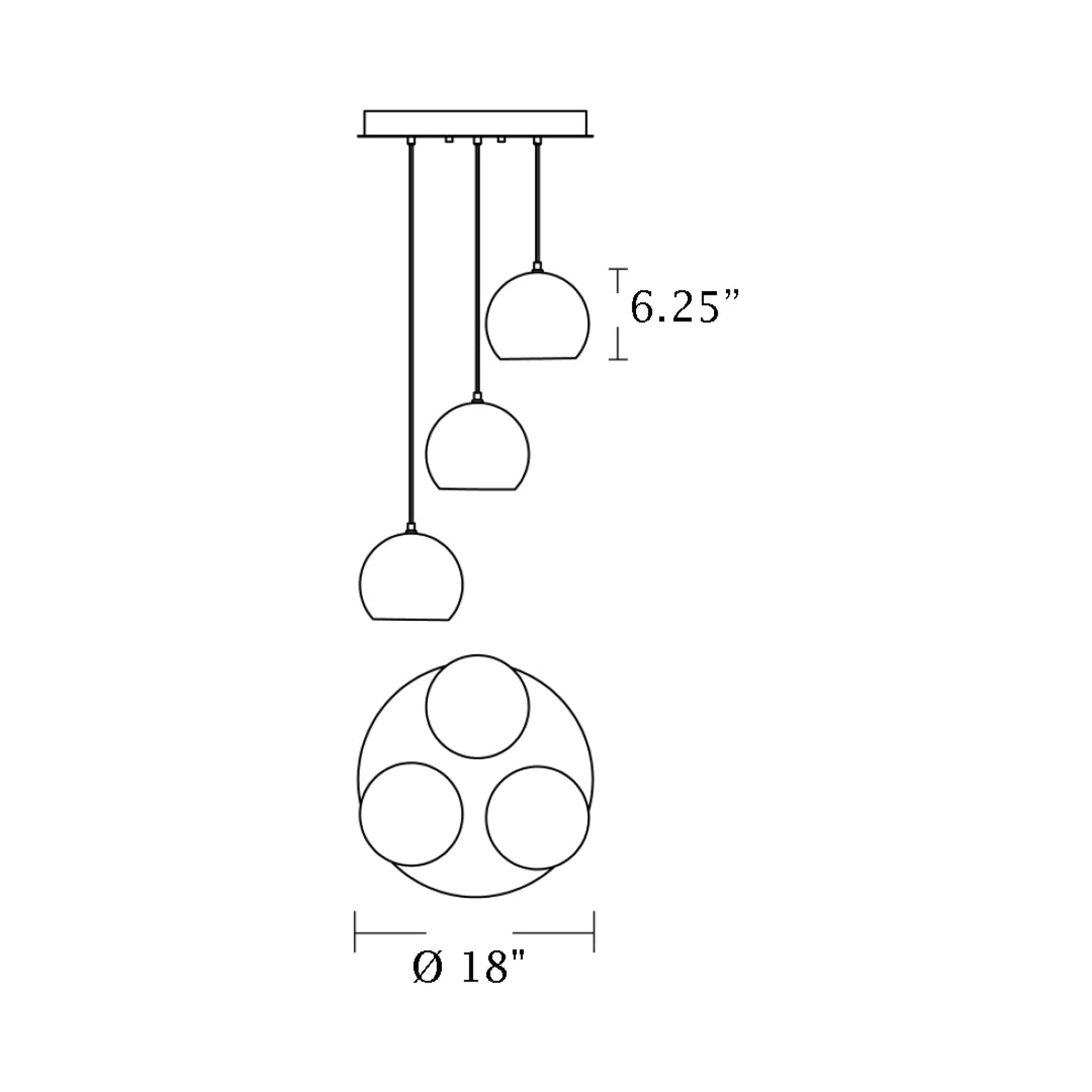 Roxy Round Pendant Light - line drawing.