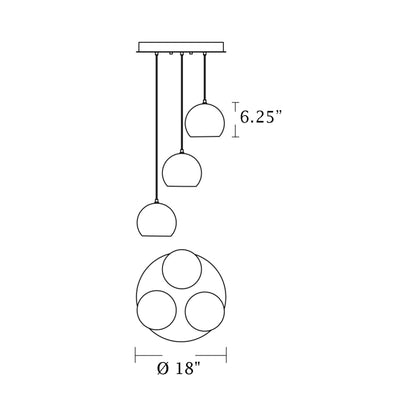 Roxy Round Pendant Light - line drawing.