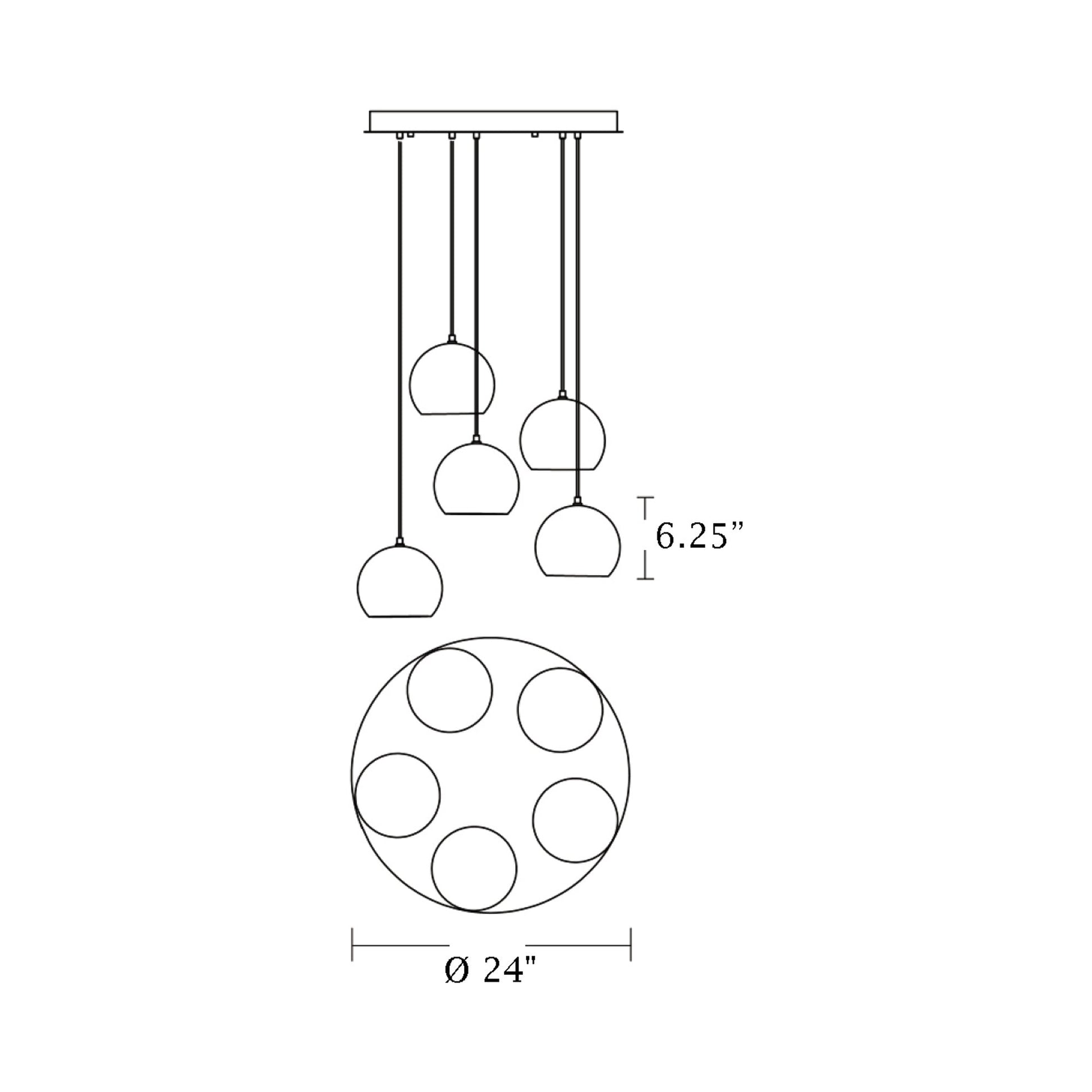 Roxy Round Pendant Light - line drawing.
