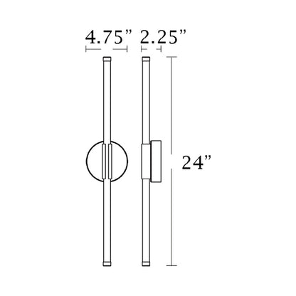 Rusnak LED Wall Light - line drawing.