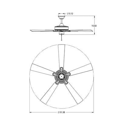 Sandberg Ceiling Fan - line drawing.