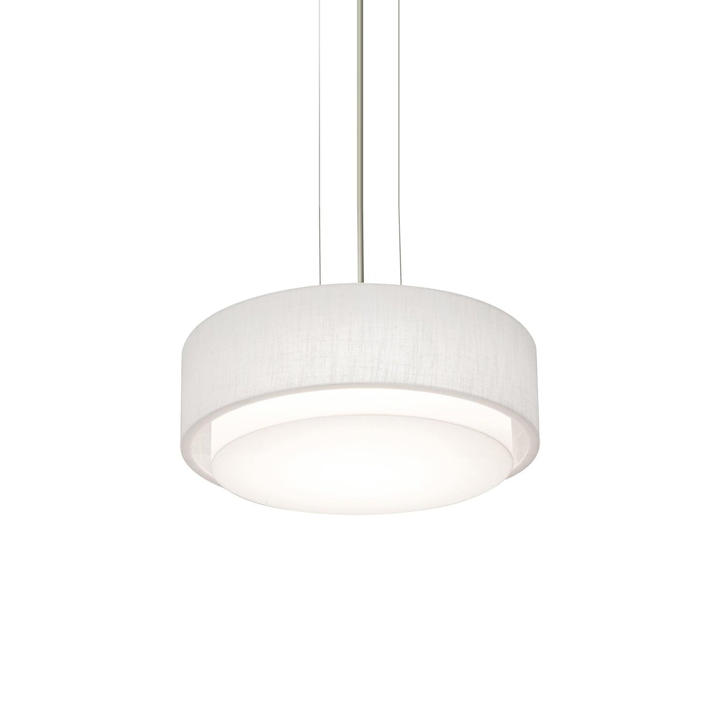 Sanibel LED Pendant Light in Satin Nickel/Linen White (16-Inch).