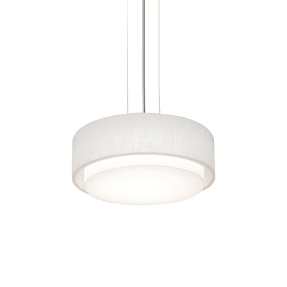 Sanibel LED Pendant Light in Satin Nickel/Linen White (16-Inch).