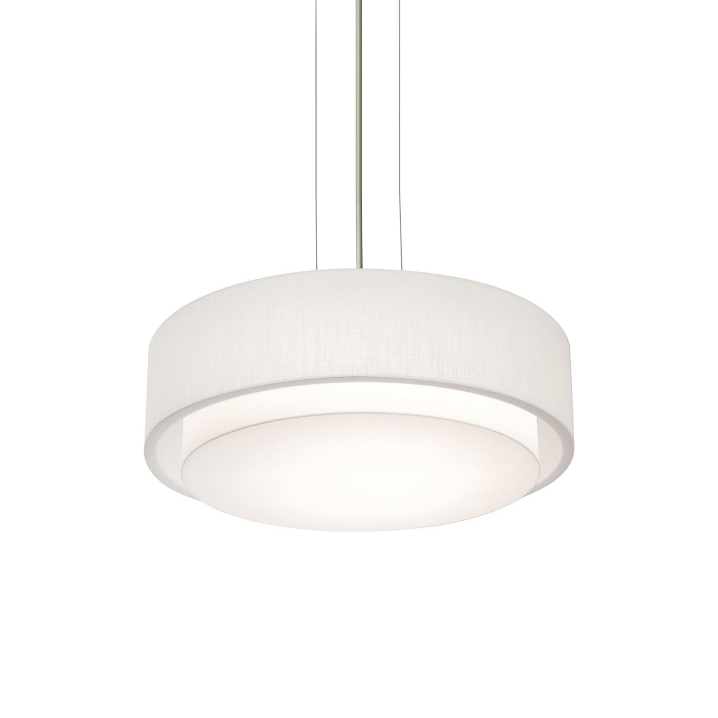Sanibel LED Pendant Light in Satin Nickel/Linen White (18-Inch).