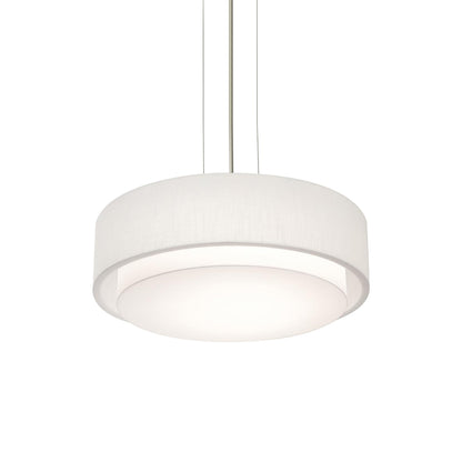 Sanibel LED Pendant Light in Satin Nickel/Linen White (18-Inch).