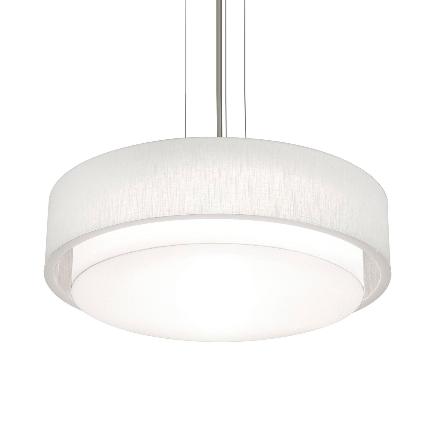 Sanibel LED Pendant Light in Satin Nickel/Linen White (32-Inch).