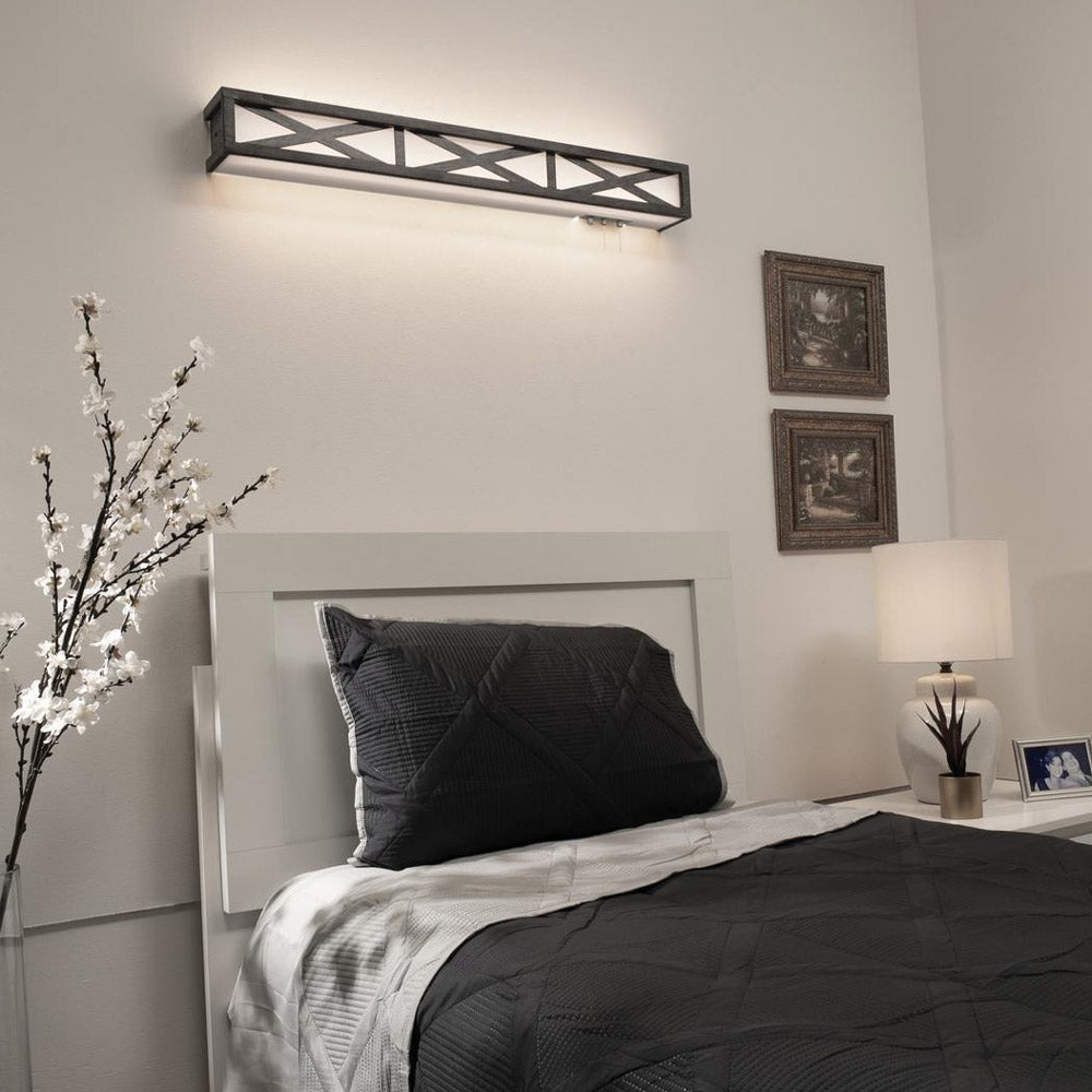Scott LED Overbed Wall Light in bedroom.