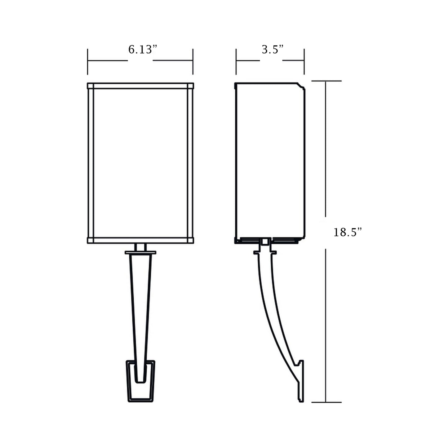 Sheridan LED Single Arm Wall Light - line drawing.