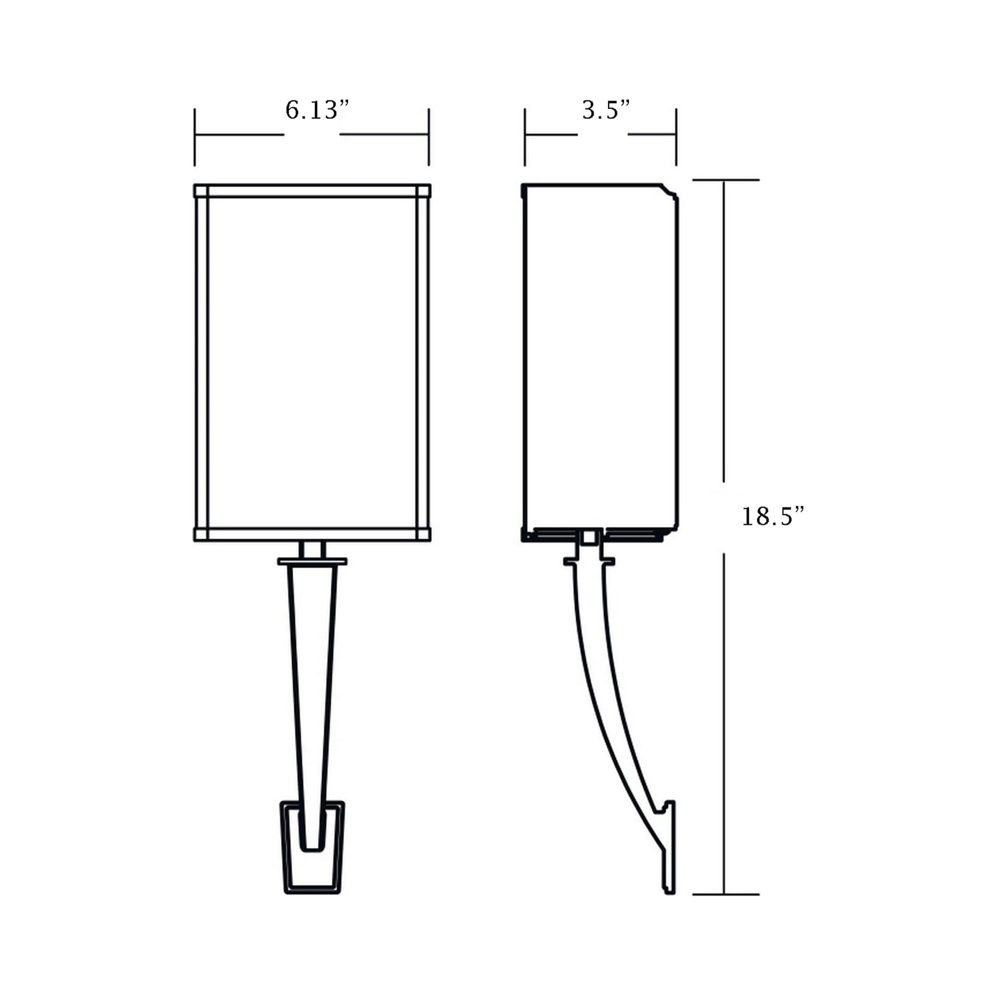 Sheridan LED Single Arm Wall Light - line drawing.