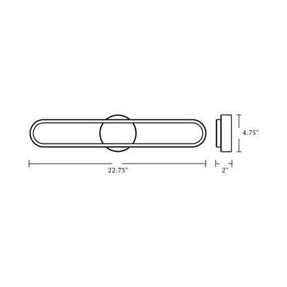 Sienna LED Bath Vanity Light - line drawing.