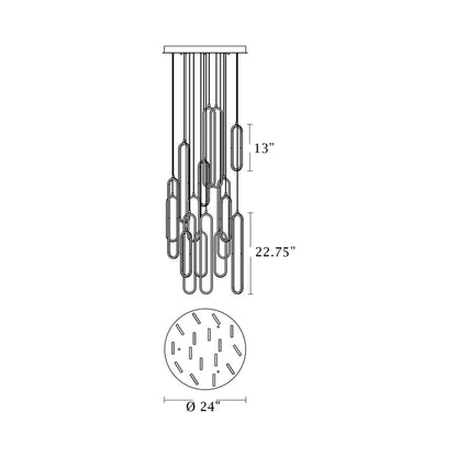 Sienna Round LED Pendant Light - line drawing.