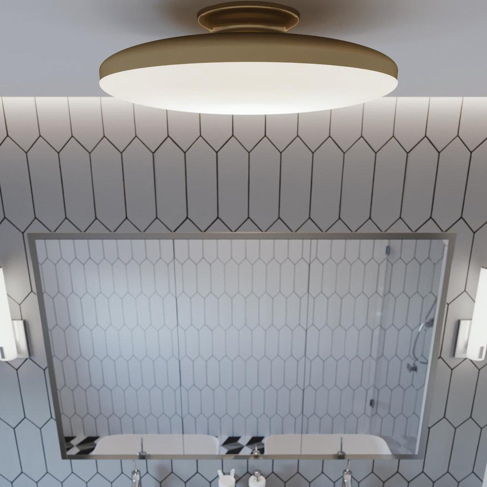 Skye LED Semi Flush Mount Ceiling Light in bathroom.