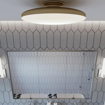Skye LED Semi Flush Mount Ceiling Light in bathroom.