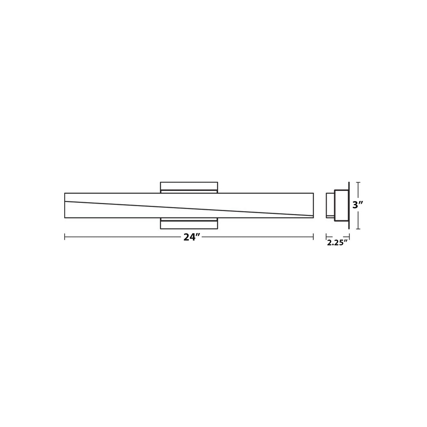 Slant LED Bath Vanity Light - line drawing.