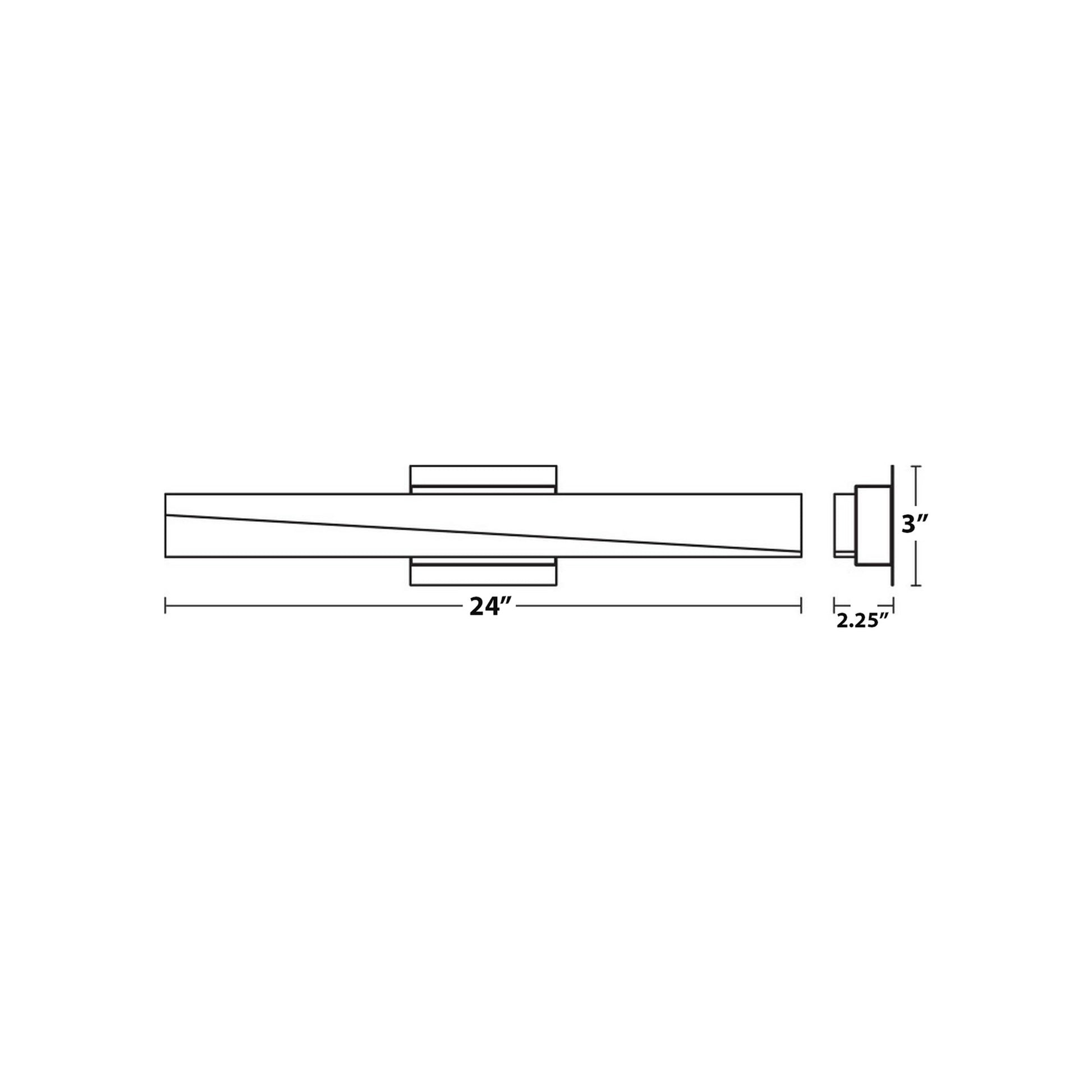 Slant LED Bath Vanity Light - line drawing.